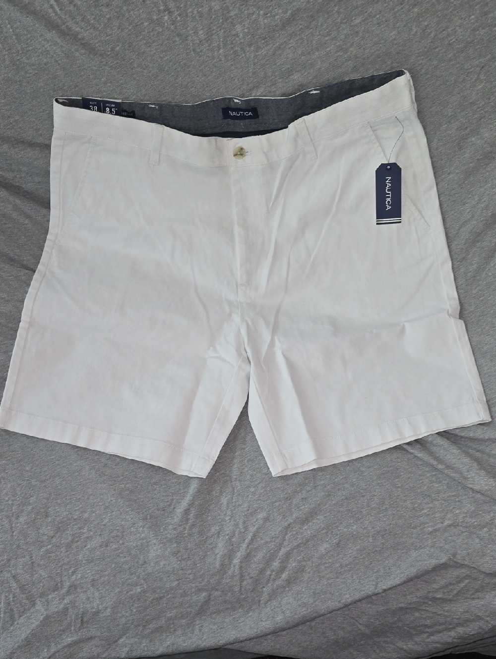 Nautica Men’s White Flat Front Chino Shorts